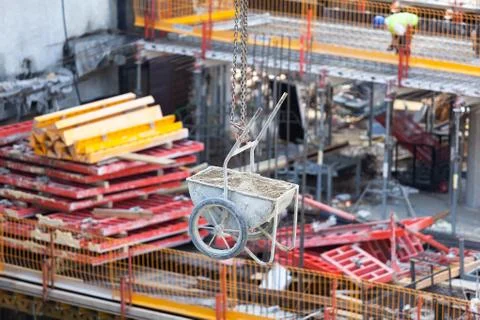 Building activities at a construction site Stock Photos