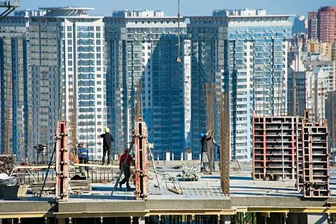 Building activity Group of workers at construction site at work Copyright:... Stock Photos