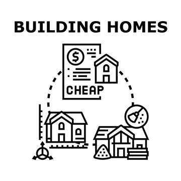 Building affordable homes construction planning concept vector Illustrazione stock