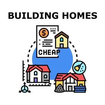 Building affordable homes construction planning concept vector Ilustración de archivo