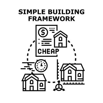 Building affordable homes quickly with simple framework concept Stock Illustration