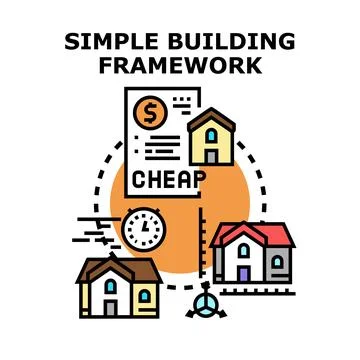 Building affordable homes quickly with simple framework concept Stock Illustration