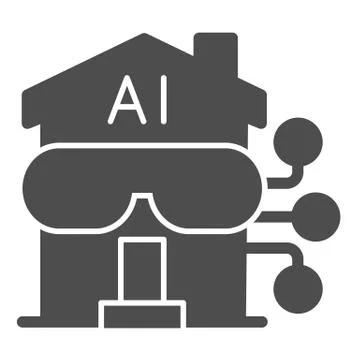 Building with AI connection solid icon, smart home symbol, automation and Ilustración de archivo