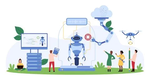 Building ai robot concept Ilustración de archivo