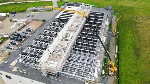 Building AI super intelligence data center cooling infrastructure 写真素材