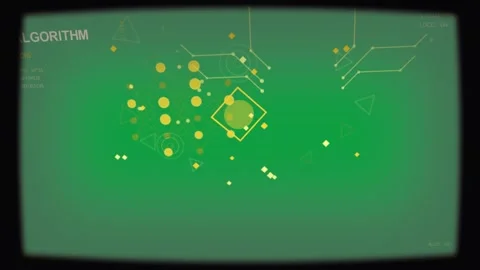 Building algorithm HUD display from ALGORITHM label, highlighting central Stock-Footage 333972026