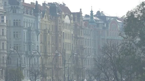 Building Along Vltava River Stock Footage 82698148