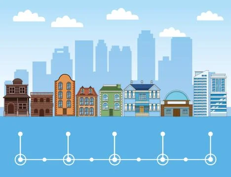 Building and architecture evolution Stock Illustration