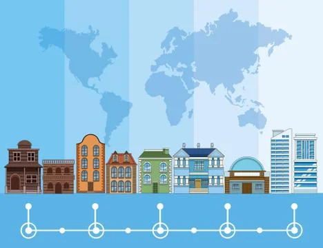 Building and architecture evolution Stock Illustration