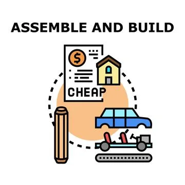 Building and assembling various life components concept Ilustración de archivo