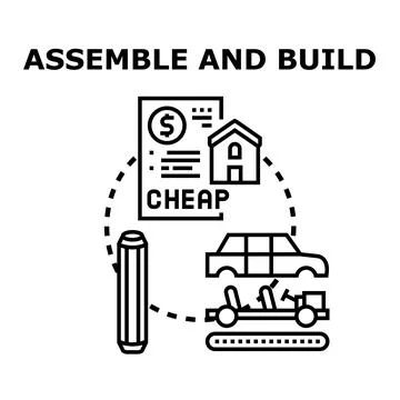 Building and assembling various life components concept Ilustración de archivo