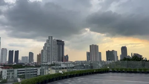 Building and blue sky and clouds In Bangkok Thailand Stock Footage 221461687