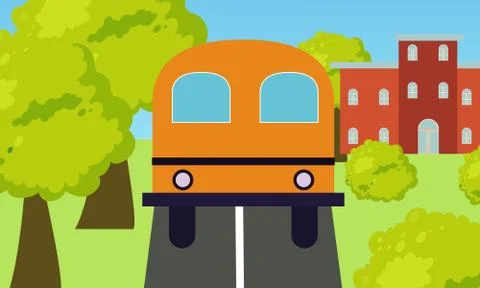 Building and busing road scene background Stock Illustration