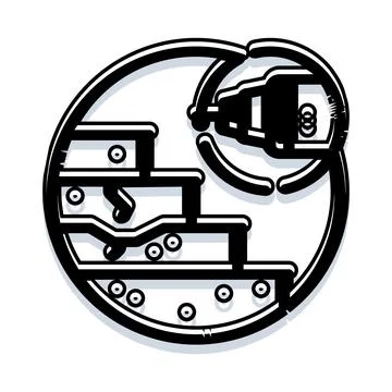 Building and construction process on wall structure icon Stock Illustration