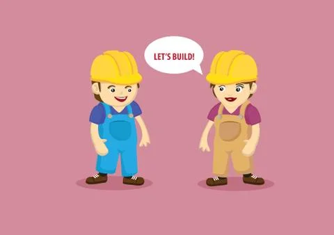 Building and Construction Workers Cartoon Characters Stock Illustration