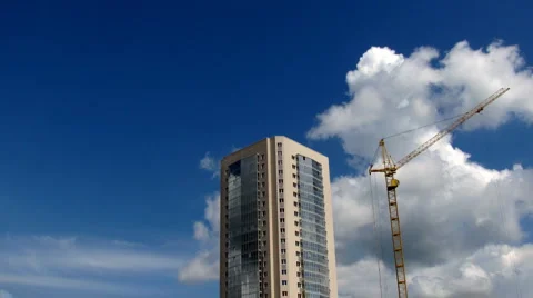 The building and the crane Stock Footage 6087361