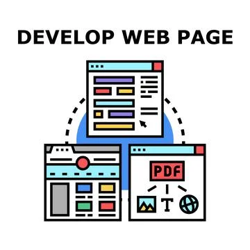 Building and creating web page design template Illustrazione stock