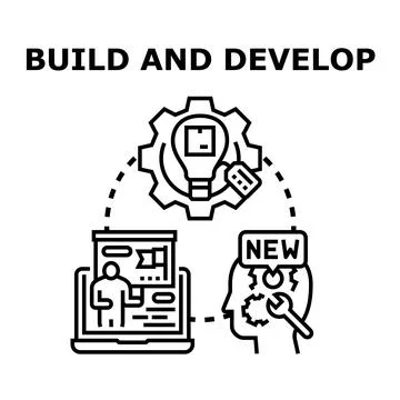 Building and developing product idea creation process Stockillustratie