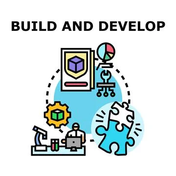 Building and developing project work flow concept Stock Illustration