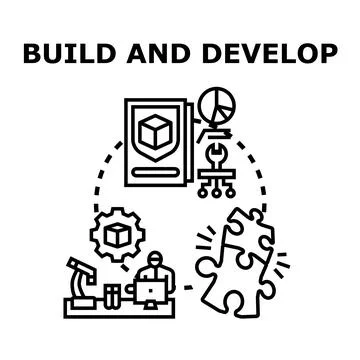 Building and developing project work flow concept Stock Illustration