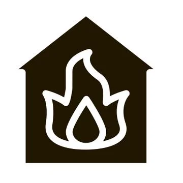 Building And Flame Heating Equipment glyph icon 스톡 일러스트