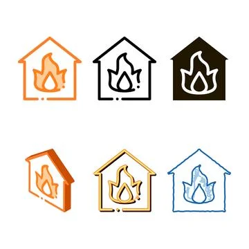 Building and flame looks heating equipment vector icon Stock Illustration