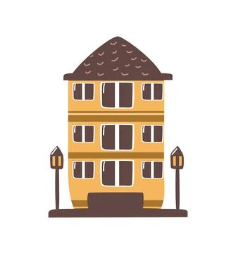 Building and lamp post Ilustración de archivo