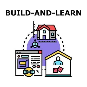 Building and learning developing skills online concept Stock Illustration