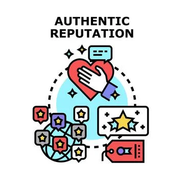Building and maintaining authentic online reputation concept Stock Illustration