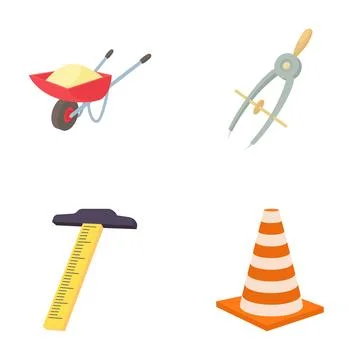 Building and measuring tools for construction and engineering Stock Illustration