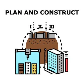 Building and planning process in architecture development Stock Illustration
