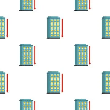 Building and red down arrow pattern seamless Stock Illustration