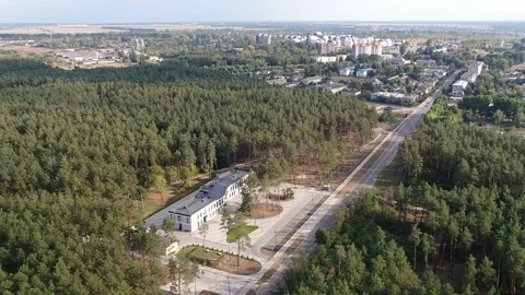 The building and the road from a height Stock Footage 119069807