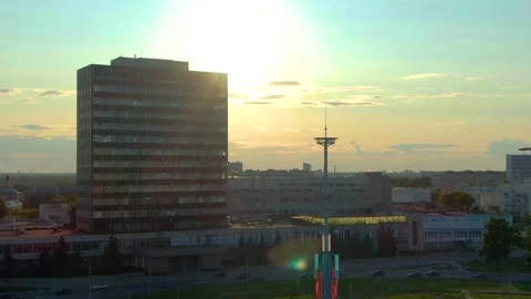 Building and sunset Video stock 130902292