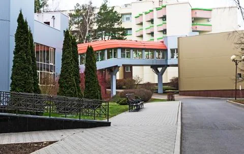 The building and the surrounding area. Stock Photos