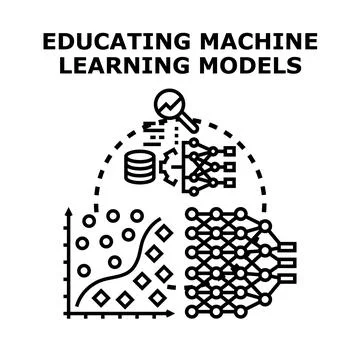 Building and training machine learning models concept Stock Illustration