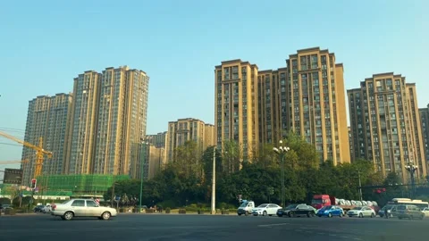 Building and transportation in developing Second-tier Cities in China Stock Footage 169731083