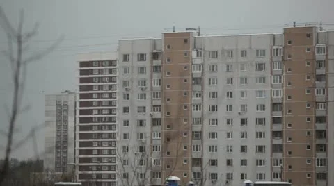 Building and tree branches - view from the window. Focus pulling from building 스톡 동영상 22049162