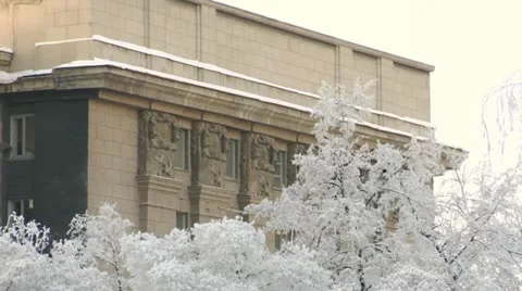 Building and trees in winter 動画素材 12211762
