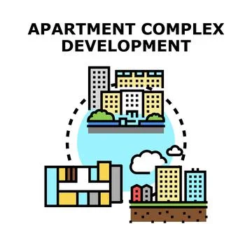 Building apartment complex development investing in urban infrastructure Stock Illustration