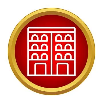 Building apartment complex icon red circle button Stock Illustration