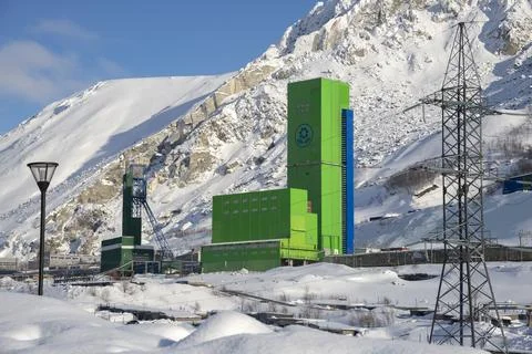 The building of the Apatit Mining and Processing Plant (Phosagro). Kirovsk Stock Photos