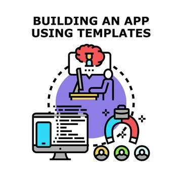 Building app using templates for efficient software development Stockillustratie