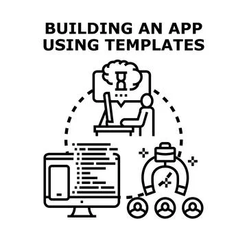 Building app using templates for efficient software development Illustration