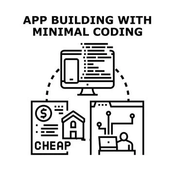 Building applications with minimal coding and low cost イラスト素材