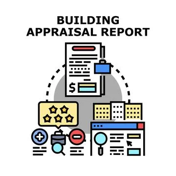 Building appraisal report concept vector icon Ilustración de archivo