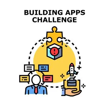 Building apps challenge developing software project solutions Stock Illustration