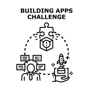 Building apps challenge developing software project solutions Stock-Illustration