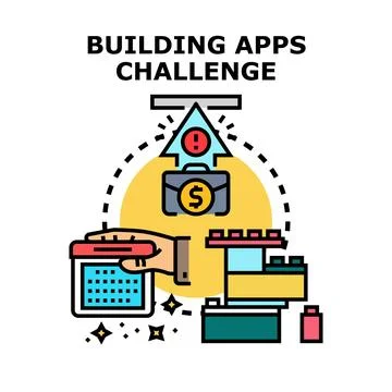 Building apps challenge with development process and planning 스톡 일러스트