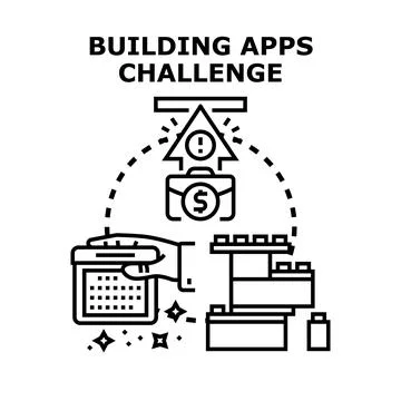 Building apps challenge with development process and planning Stock Illustration
